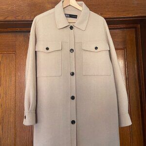 Zara Beige Button-Up Coat